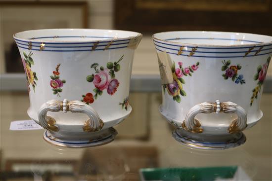 A pair of 19th century Sevres style porcelain cache pots 4.5in.